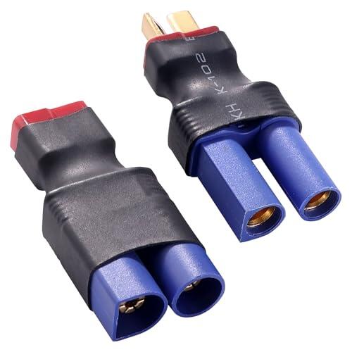 Lyeteung 2 Piezas Conectores Deans T a EC5, T Tipo Macho / Hembra a EC5 Macho / Hembra Adaptador, para Batería RC Lipo