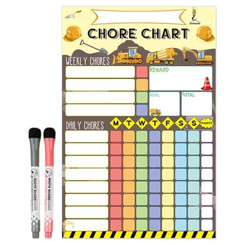 Tabla Escolar En : Control De Tareas 7.87in Con Secciones Claras | Conjunto De Gráficos Magnéticos Con 2 Marcadores | Organizador Familiar | Rastreador De Comportamientos Para Niños