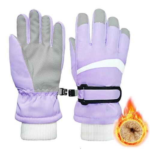 lifwimner Guantes de Esquí para Niños Niñas, Guantes de Nieve Impermeables, Guante Invierno de Forro Polar Cálido para Snowboard Ski Actividades al Aire Libre