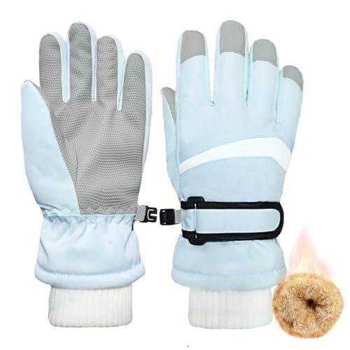 lifwimner Guantes de Esquí para Niños Niñas, Guantes de Nieve Impermeables, Guante Invierno de Forro Polar Cálido para Snowboard Ski Actividades al Aire Libre