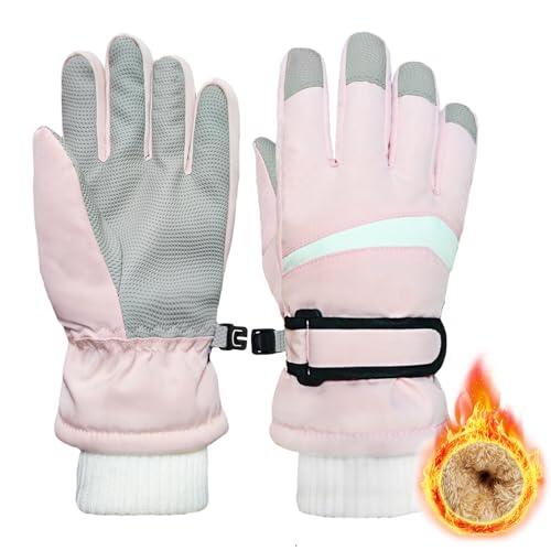 lifwimner Guantes de Esquí para Niños Niñas, Guantes de Nieve Impermeables, Guante Invierno de Forro Polar Cálido para Snowboard Ski Actividades al Aire Libre