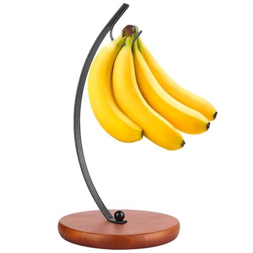 HOMKULA Soporte para plátanos – Soporte de gancho colgante para banana para encimera de cocina (negro)