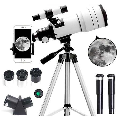 Acesome - Telescopio para niños y adultos, aumento de 15-150x, 70 mm, con soporte para teléfono móvil y lámina de filtro solar