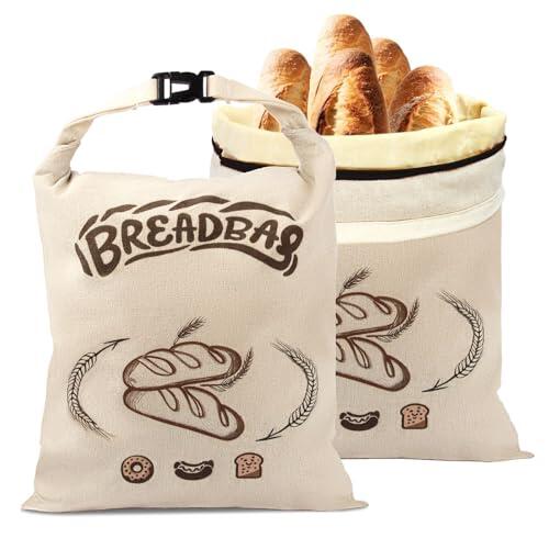 FLYAMAPIRIT Bolsa de pan de cera de abejas para masa madre, bolsa de pan reutilizable grande con cera de abeja y lino para una frescura prolongada, bolsas sostenibles y lavables para pan de masa madre
