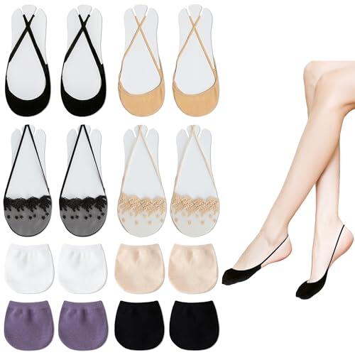 YiiHHooN 8 Pares de Invisibles Medias Calcetines para Las Mujeres, Del Pie Señoras Medias Calcetines, Señoras Antepié Calcetine del Dedo del Pie para Tacones Altos Ballet