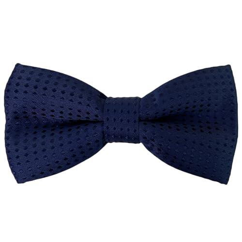 HISUNBEN Pajarita de lunares para niños, pajarita preatada con puntos y hebilla y correa ajustables, para niños y niñas, fiestas, bodas y mascotas, azul marino
