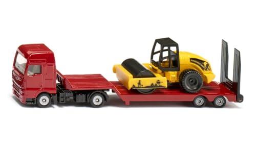 Siku 1760, Camión Man con Remolque de Plataforma Baja y Rodillo compactador, 1:87, Metal/plástico, Multicolor, Set de Juguetes, Remolque de Plataforma Baja desacoplable, Rodillo móvil