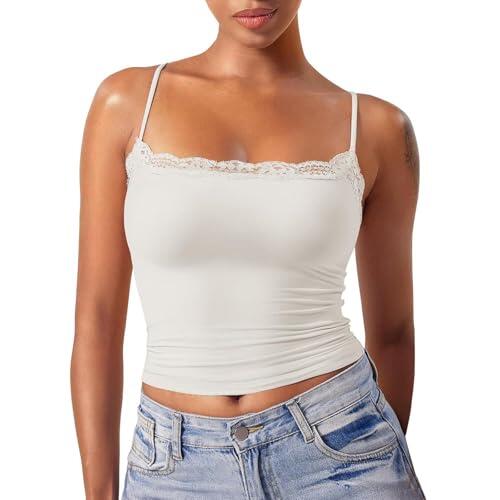 Camiseta sin mangas para mujer, ajustada, deportiva, yoga, tirantes delgados, básica, casual, verano, cuello redondo, sin mangas, Z02-beige, S