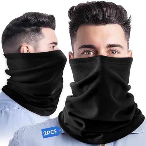 Showvigor Pack de 2 Braga de Cuello - Negro - Cuello Térmico Transpirable, Cortavientos y UPF 50+ - Para Senderismo, Ciclismo, Festivales (Talla Única, Todas las Estaciones)