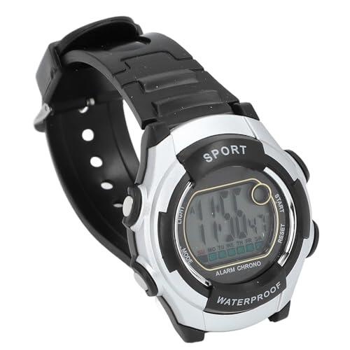 Reloj de Pulsera Digital, Vigilancia Deportiva Digital LED Ligero para Hombres, Cronómetro Impermeable a 50 M para Correr (Silver)