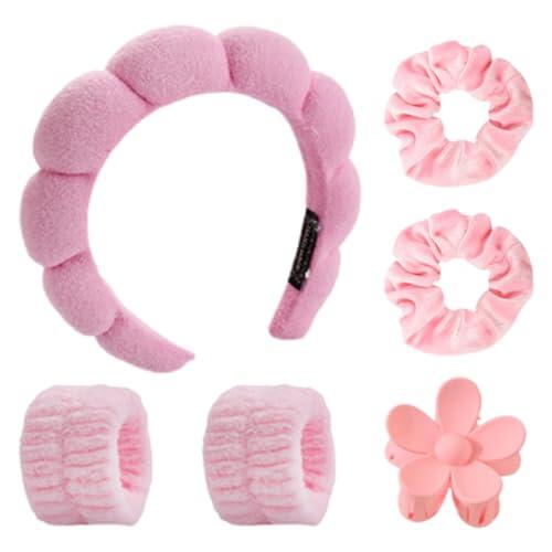 Diadema Spa para Mujeres Diadema, Juego de 6 piezas, con Esponja para Lavarse la Cara Nubes Suave Tejido de Rizo Diademas para el Cuidado de la Piel Maquillaje