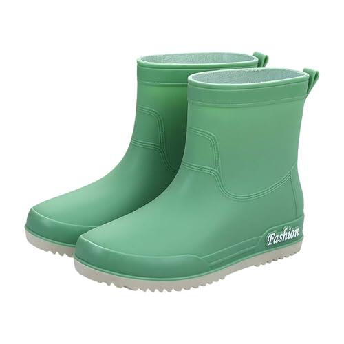 Botas impermeables, botines de goma, botas hasta el tobillo, botas de agua, botas de trabajo y profesionales, sin cordones, de seguridad, de jardín, verde