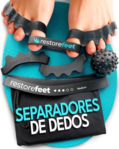 Separador Dedos Pie y Corrector de Juanetes – Kit con 2 Pares de Separadores de Dedos de los Pies, Banda Elástica, Mini Banda y Pelota Miofascial, Alivio Dedos Torcidos y Superpuestos Barefoot Unisex