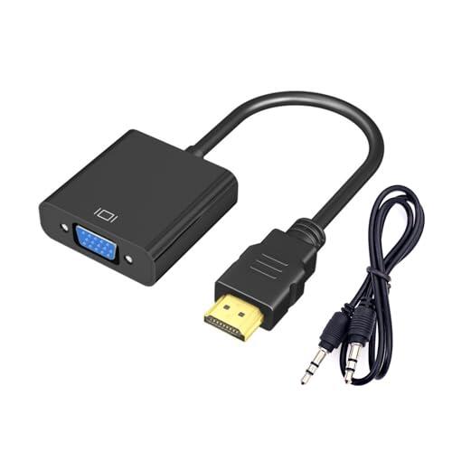 JZK Adaptador HDMI a VGA de 1080P, cable HDMI macho a VGA hembra chapado en oro para computadora, laptop, PC, escritorio, monitor, pantalla de proyector, HDTV, TV Box