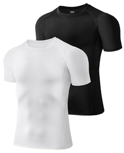 Tigersay Camiseta de Compresión para Hombre, Manga Corta, Transpirable y de Secado Rápido, Soporte Ergonómico para Fitness, Running y Gimnasio