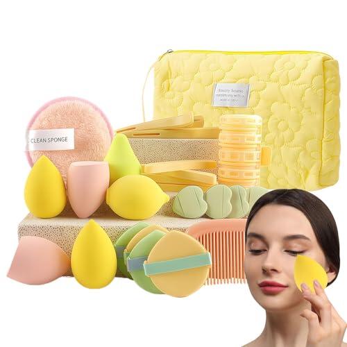 Uhngw Kit De Herramientas De Maquillaje - Bolsa de Maquillaje con Esponjas y Aplicadores Kit,Estuche Organizador de Viaje Fácil de Usar Regalo para Ella