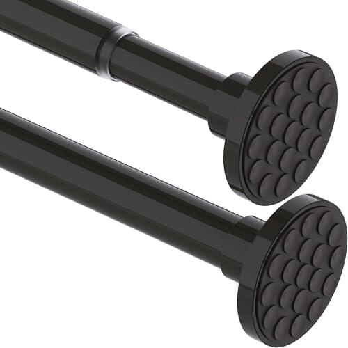 Barra de cortina sin agujeros, barra de ducha sin agujeros, barra de cortina extensible para baño, dormitorio, negro (85-160 cm, diámetro de 25 mm)