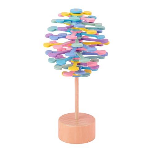 Piruleta giratoria de madera maciza natural: arte Fibonacci con pintura a base de agua, juguete y estrés - decoración