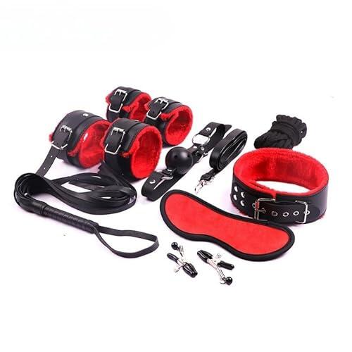 Un Juego De Ocho Piezas Rojas con Decorativas Cuero Y Equipos Deportivos Ajustables, Ejercicios Yoga Banda EláStica Suave TamañO Ajustable Es Muy Adecuado para La Vida Parejas.
