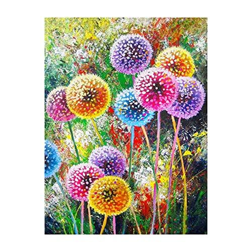 Kit de pintura de diamante 5D de diente de león de 12 x 16 pulgadas, diseño de flores de hierba, acrílico, mosaico de diamantes de imitación, manualidades, decoración de pared del hogar, regalo, sin