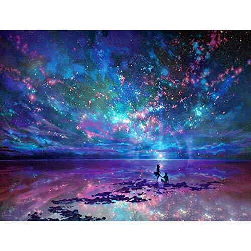 Pintura de diamantes DIY 5D cielo nocturno cubo de pintura de diamantes forma redonda kits de pinturas de diamantes manualidades para decoración de pared de habitación