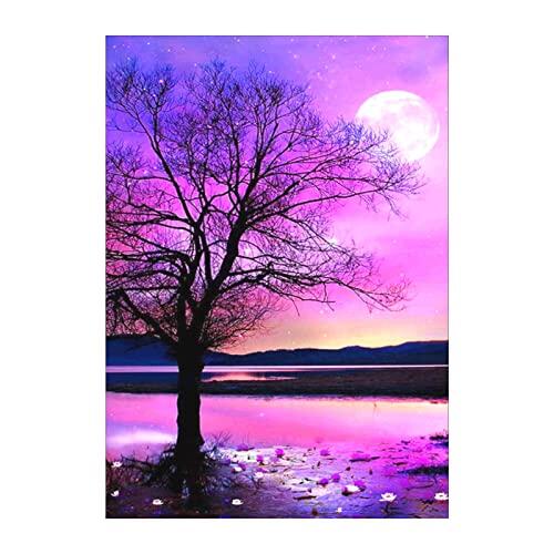 Kit de pintura de diamante 5D de 30,5 x 40,6 cm, diseño de árbol de flores, acrílico, diamantes de imitación, mosaico, manualidades, decoración de pared del hogar, regalo, sin marco