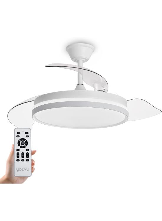 Ventilador de techo EOS ONE, 72W, ABS, LED regulable, aspas retráctiles, mando a distancia | Iluminación ajustable, silencioso, eficiencia energética