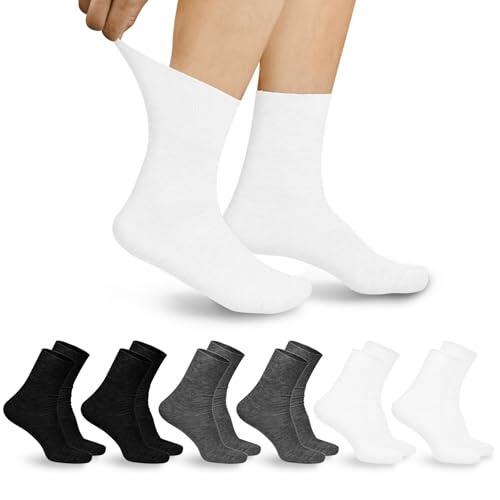 Aomig Calcetines Diabeticos Hombre y Mujer, 6 Pares Calcetines sin Costuras, sin Goma, Finos Hombre de Verano Algodon