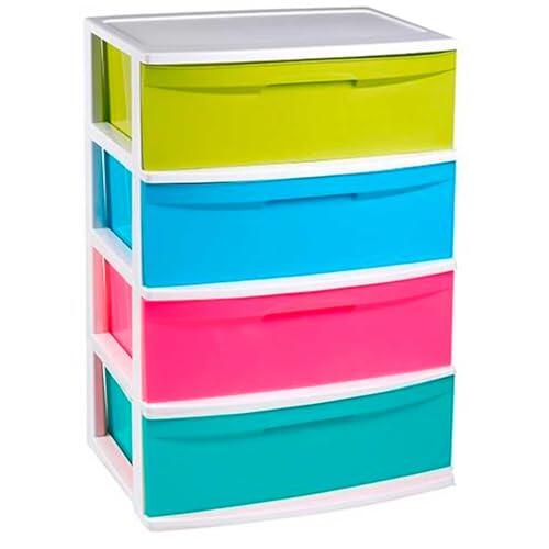 Acan Tradineur - Cajonera de organización “Nilo” - Ideal para el hogar o el trabajo - Fabricación en plástico - 4 Cajones - 81 x 56 x 39,5 cm - Blancolor