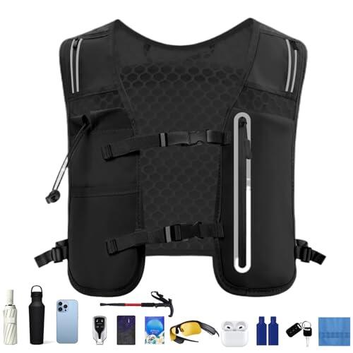 Chaleco de hidratación para Correr, de hidratación de 4 litros, Correas Ajustables en el Pecho con reflectores de Seguridad y Soporte para teléfono móvil, Unisex, para Correr, Ciclismo