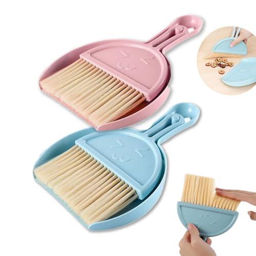 Escoba de mesa con pala, 2 juegos de mini escobas de mesa, escoba portátil, escoba de camping para el hogar, la oficina, la escuela y la limpieza de mascotas (1)
