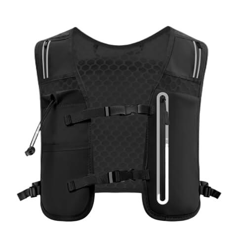 Chaleco de hidratación para correr, 4 l, correas ajustables para el pecho con reflectores de seguridad y soporte para teléfono móvil, unisex, para correr, ciclismo, senderismo, trail running
