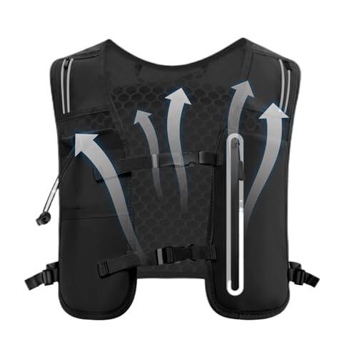 manhegari Chaleco de hidratación para Correr, de hidratación de 4 litros, Correas Ajustables en el Pecho, Soporte Reflectante para teléfono móvil, de Agua, Unisex, para Ciclismo al