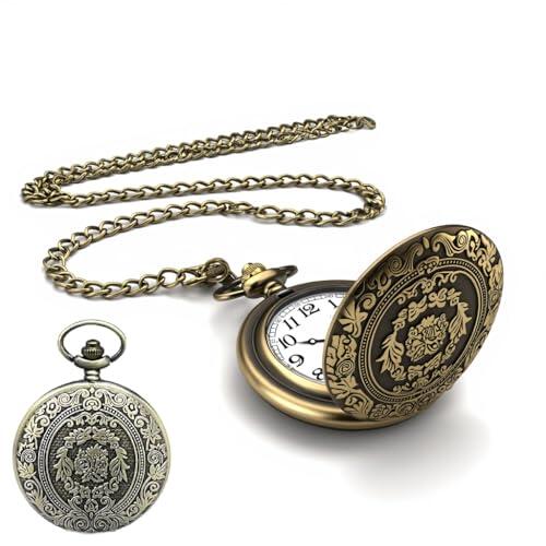 Menibeuty Reloj De Bolsillo Hombre Vintage con Cadena, Reloj Bolsillo con Cadena De Números Árabe Clásico Y Vintage, Vintages Relojs De Bolsillos del Salvaje Oeste para Hombres, Mujeres, Papá, Abuelo