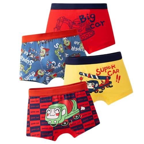 Pack de 4 calzoncillos para niños, cómodos, transpirables, suaves, cintura elástica, para uso diario, actividades al aire libre, ropa interior deportiva para niños de 3 a 14 años, rojo, XXX-Large