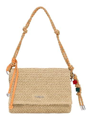 Desigual bolso bandolera bolso de hombro Half Logo Raffia Venecia Bag Natural beige