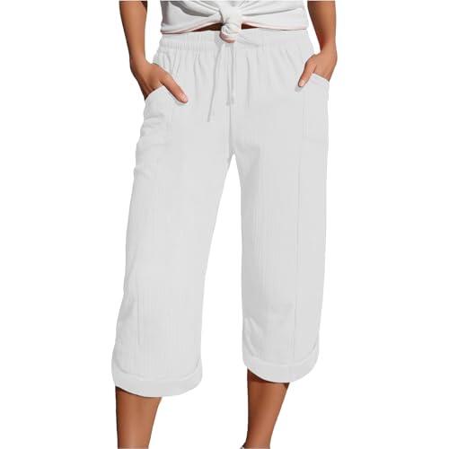 2026 Pantalones Mujer Verano Frescos 3/4 Pantalon Pirata Talla Grande Pantalón Deportivo Shorts Respirable Moderno Pantalones Cortos Palazzo Bolsillos Urbano Short Yoga Jogger Corre Playa Vacaciones