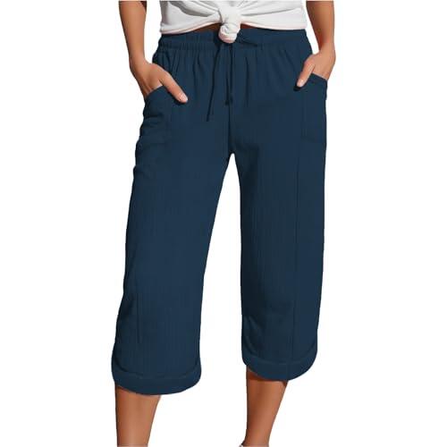 2026 Pantalones Mujer Verano Frescos 3/4 Pantalon Pirata Talla Grande Pantalón Deportivo Shorts Respirable Moderno Pantalones Cortos Palazzo Bolsillos Urbano Short Yoga Jogger Corre Playa Vacaciones