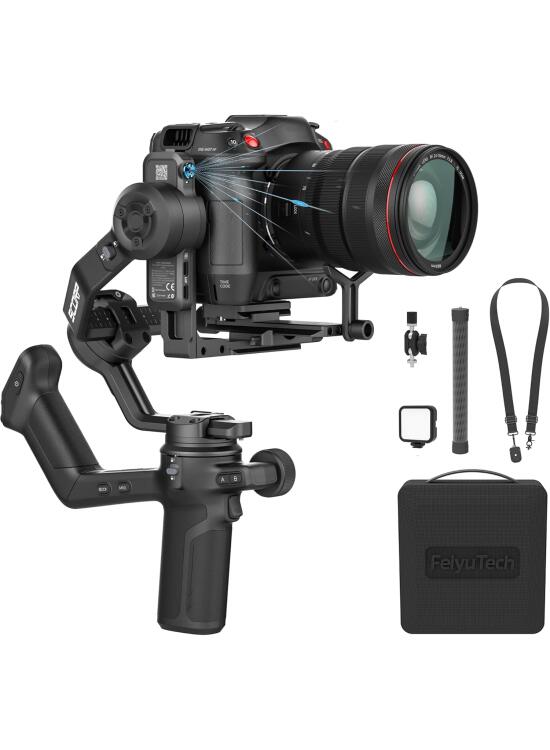 [Oficial] FeiyuTech SCORP 3 Kit Gimbal – 3,5 kg de Carga, Seguimiento AI, batería 14 h, Mango Remoto, botón de Captura Bluetooth, estabilizador Profesional con Estuche – para cámaras Sony/Canon/Nikon