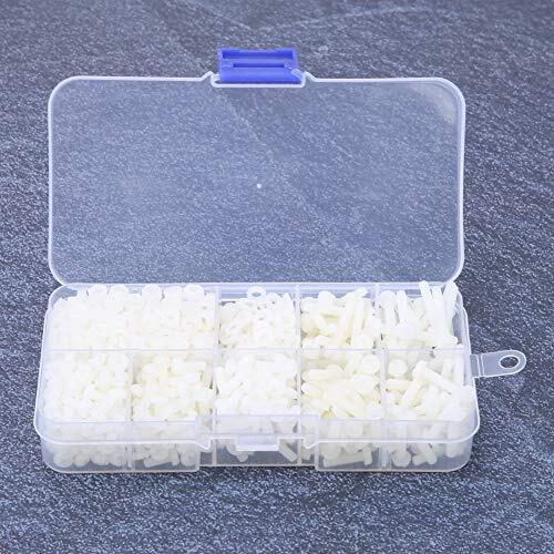 Keenso Kit de Máquina de Tuerca de Tornillo de Nylon M3, Buen Aislamiento y Resistencia para Proyectos de Mejoras para el Hogar, negro/, 300 Tuercas + 200 Arandelas + 300 Tornillos (#1)