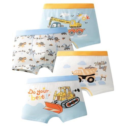 Pack de 4 calzoncillos para niños, cómodos, transpirables, suaves, cintura elástica, para uso diario, actividades al aire libre, 3 – 14 años, azul claro, L