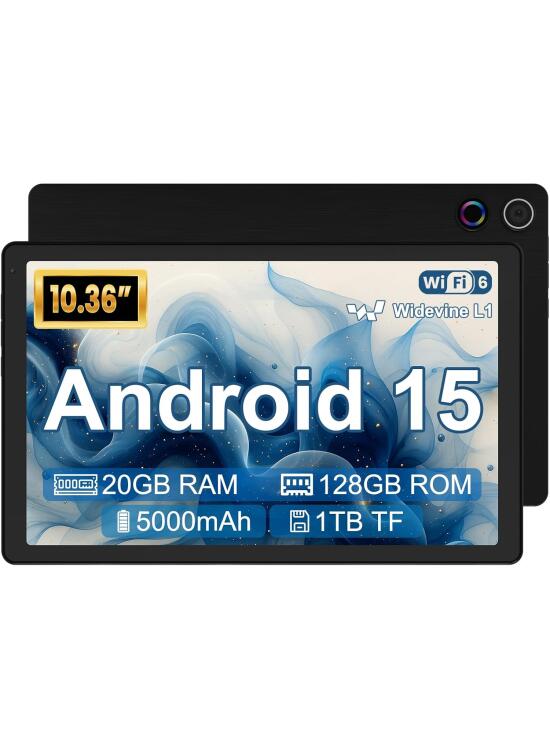 Android 15 Tablet 10 Pulgadas Tablet Grande, 20 GB+128 GB (Expansión TF de 1 TB), 8 Núcleos/5000mAh, 5+8MP/1280 * 800P, WiFi 6/Widevine L1/BT5.4, Compatibilidad con USB-C/OTG