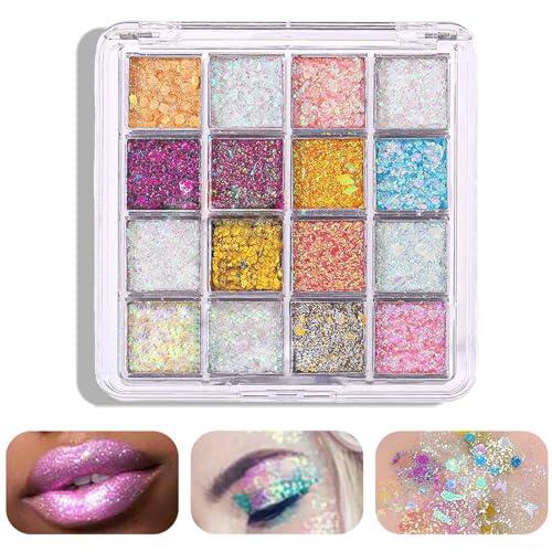 16 colores de purpurina para el rostro, usar accesorios de festival para cara, cuerpo, ojos, cabello, uñas, de larga duración para fiestas, bodas, actuaciones en el escenario, música, festival de