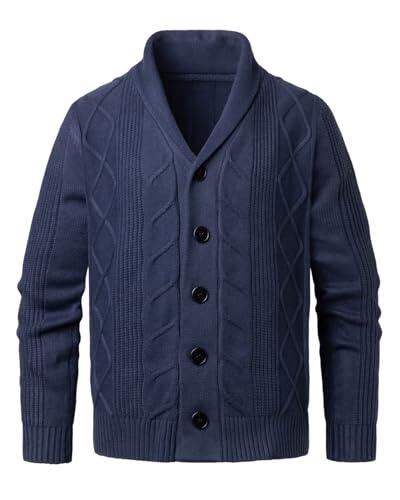 Beryielite Hombre Chaleco Cardigan Botones Tejido Cálido Corte Acolchado Informal Manga Larga para otoño e Invierno.
