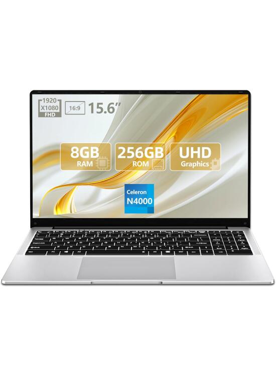 15,6 Pulgadas Ordenador Portatil, Celeron N4000 Laptop hasta 2,6 GHz, 8GB DDR4 256GB SSD PC Portatil, IPS FHD Pantalla 1920*1080 Convertible 180°, Mini HDMI,WiFi 5, Adecuado para Estudiantes /Lavoro