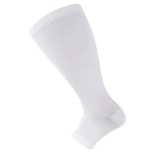 Calcetines de compresión de talla grande, calcetines de compresión de alta elasticidad, calcetines de compresión para deportes, fitness, calcetines de compresión para pantorrilla, Blanca B, 3XL