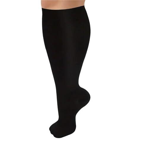 Calcetines de compresión de talla grande, calcetines de presión de pantorrilla ancha, calcetines gruesos para deportes, fitness, calcetines elásticos, Negro, 3XL