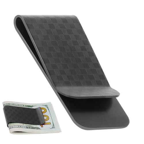 Unikeen Clip Billetes Fibra Carbono, Clip Delgado de Metal para Billetes Negro Clips Simple y de Estilo Comercial para Dinero y Efectivo para el Día de San Valentín Presentación Crédito y Efectivo