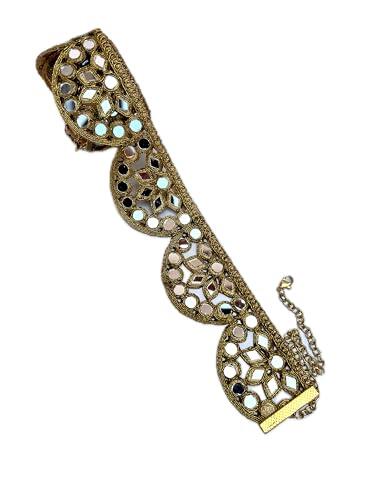 Genérico Cinturón de Espejos Dorado para Mujer, Hecho a Mano, con Cadena Ajustable (Cinturón espejos Mini luna dorado)