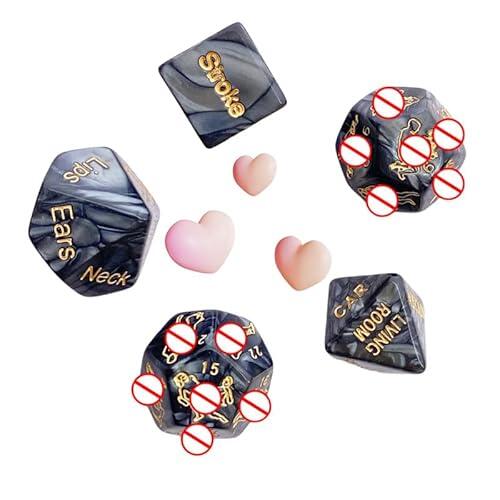QiKKago 5-En-1 Dados Negros, Adecuado para La Aptitud FíSica, Accesorios De Dados De La Fiesta, Regalo De Pareja - H16